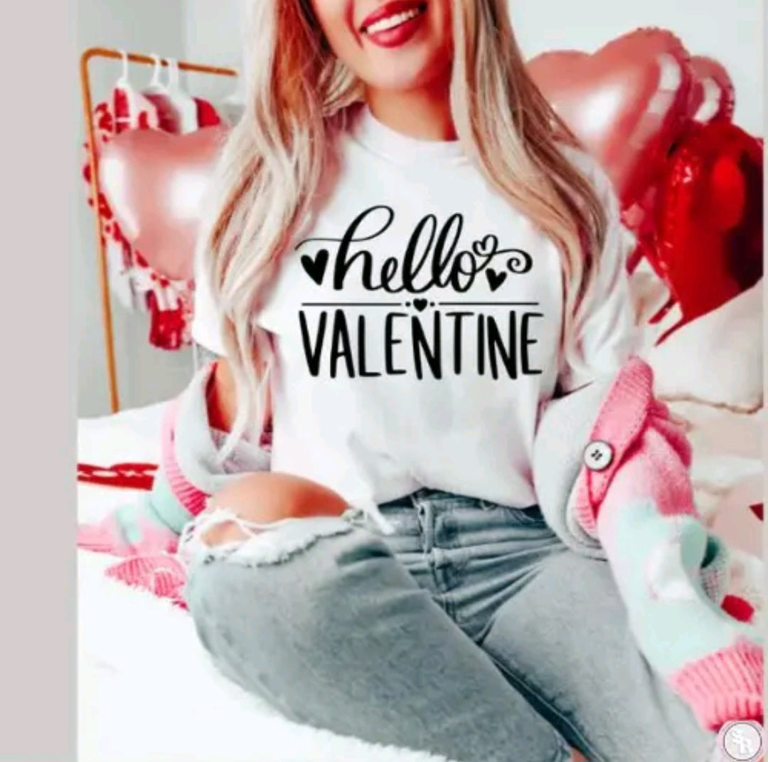 Hello Valentine w/Hearts T-Shirt